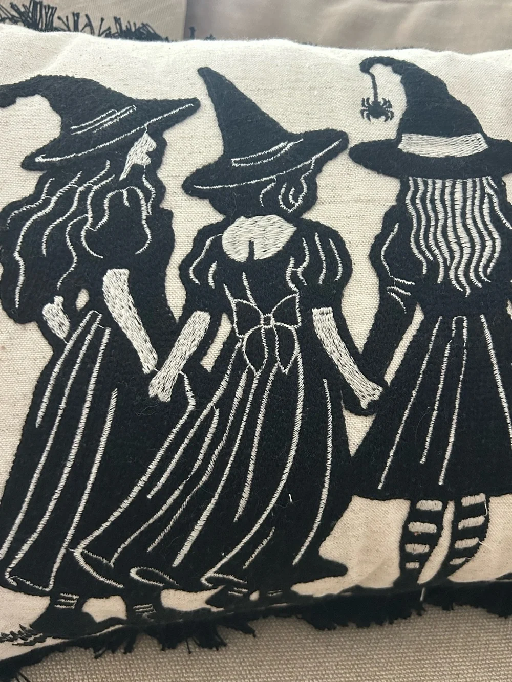 “New” Gilded Grim Ire Spooky Sisters Halloween Decorative Pillow